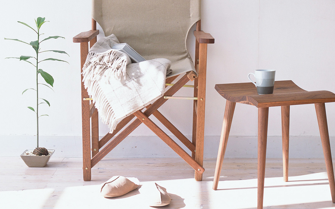 wooden chair and side table