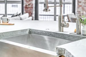 Rugged Concrete Chiseled Edge Kitchen Farm Sink